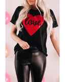 Azura Exchange Heart Shaped Glitter Print T-Shirt - L