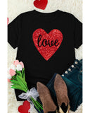 Azura Exchange Heart Shaped Glitter Print T-Shirt - L