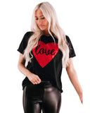 Azura Exchange Heart Shaped Glitter Print T-Shirt - L