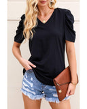 Azura Exchange V-Neck Puff Sleeve T-Shirt - L