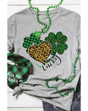 Azura Exchange Leopard Plaid Heart Clover Graphic Print T-Shirt - M