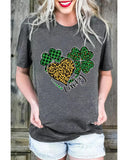 Azura Exchange Leopard Plaid Heart Clover Graphic Print T-Shirt - M