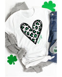 Azura Exchange Leopard Heart Print St Patricks Day T Shirt - S