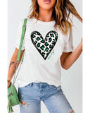 Azura Exchange Leopard Heart Print St Patricks Day T Shirt - S