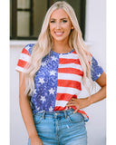 Azura Exchange American Flag Print Distressed Crew Neck T-Shirt - M