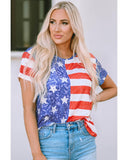 Azura Exchange American Flag Print Distressed Crew Neck T-Shirt - M