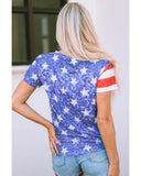 Azura Exchange American Flag Print Distressed Crew Neck T-Shirt - S