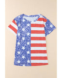 Azura Exchange American Flag Print Distressed Crew Neck T-Shirt - S