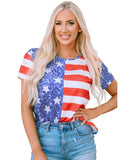 Azura Exchange American Flag Print Distressed Crew Neck T-Shirt - S