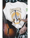 Azura Exchange Nashville Guitar Floral Print T-Shirt - L