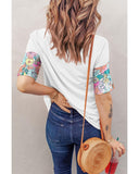 Azura Exchange Patchwork Floral Print Short Sleeve Top - M