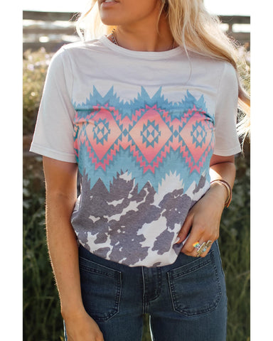 Azura Exchange Aztec Geometric Print T-shirt - S