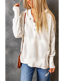 Azura Exchange Batwing Sleeve Henley Hoodie with Pockets - M