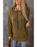 Azura Exchange Ribbed Drawstring Hoodie with Kangaroo Pocket - 2XL