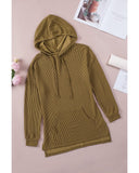 Azura Exchange Ribbed Drawstring Hoodie with Kangaroo Pocket - L