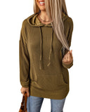 Azura Exchange Ribbed Drawstring Hoodie with Kangaroo Pocket - M