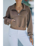 Azura Exchange Zipped Cropped Sweatshirt with Pocket - XL