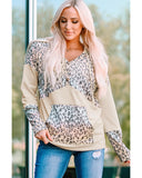 Azura Exchange Leopard Patchwork Hooded Sweatshirt with Pocket - S