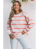 Azura Exchange Drop Shoulder Pullover Sweatshirt with Striped Pattern - 2XL