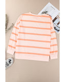 Azura Exchange Drop Shoulder Pullover Sweatshirt with Striped Pattern - L