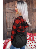 Azura Exchange Buffalo Plaid Zip Pullover Hooded Top - M