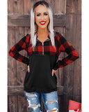 Azura Exchange Buffalo Plaid Zip Pullover Hooded Top - M