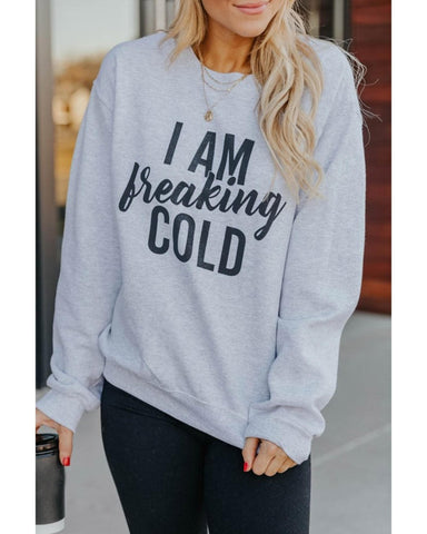 Azura Exchange Breaking COLD Letter Print Sweatshirt - L