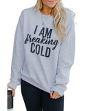 Azura Exchange Breaking COLD Letter Print Sweatshirt - L