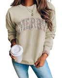 Azura Exchange MERRY Leopard Print Long Sleeve Graphic Sweatshirt - XL