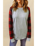 Azura Exchange Plaid Long Sleeve Sweatshirt - M