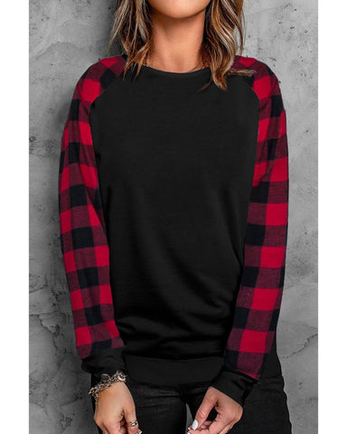 Azura Exchange Plaid Long Sleeve Sweatshirt - L