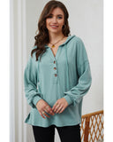 Azura Exchange High and Low Hem Hoodie with Buttoned Detail - M