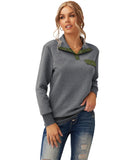 Azura Exchange Quilted Stand Neck Sweatshirt with Fake Front Pocket - L