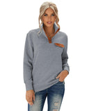 Azura Exchange Quilted Stand Neck Pullover Sweatshirt with Fake Front Pocket - S