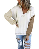 Azura Exchange Colorblock V Neck Long Sleeve Hoodie - S