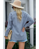 Azura Exchange Buttoned Pocket Long Sleeve Shirt - S