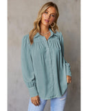 Azura Exchange Button Up Puff Sleeve Blouse - L