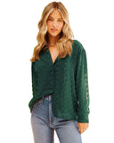 Azura Exchange Button Fuzzy Polka Dot Shirt - S