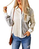 Azura Exchange Colorblock Knit Shirt with Contrast Trim - M