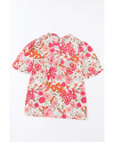 Azura Exchange Boho Flower Print Puff Sleeve Top - S