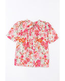 Azura Exchange Boho Flower Print Puff Sleeve Top - S