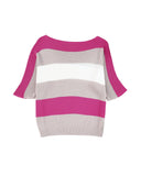 Azura Exchange Half Sleeve Contrast Stripe Knit Sweater - L