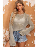 Azura Exchange Hollow-out Knit Long Sleeve Top - XL