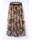 Azura Exchange Embroidered High Waist Maxi Skirt - M