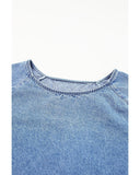 Azura Exchange Raw Edge Denim Top - M