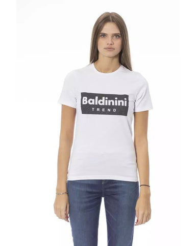 Baldinini Trend Women's White Cotton Tops & T-Shirt - L