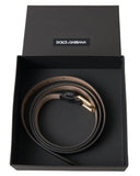 Dolce & Gabbana Men's Black Leather Gold Tone Metal Buckle Belt - 100 cm