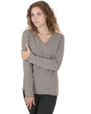 Crown of Edinburgh Cashmere Women's Premium Cashmere V-Neck Sweater in Taupe - 40 EU