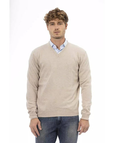 Sergio Tacchini Men's Beige Wool Sweater - M