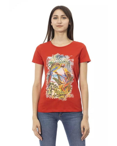 Trussardi Action Women's Red Cotton Tops & T-Shirt - M